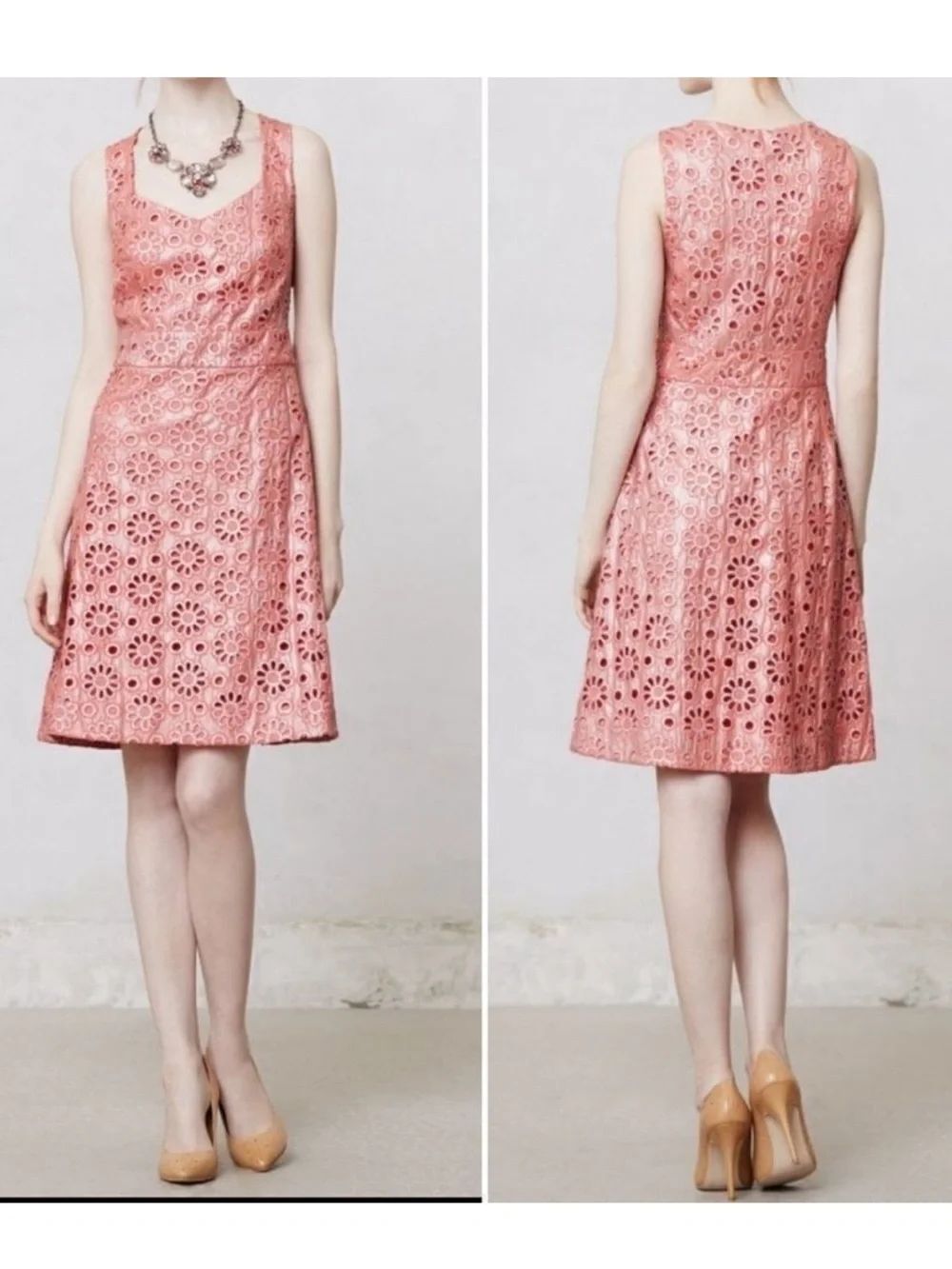 Anthropologie MAEVE Coralshine Floral Eyelet Dress 2
